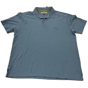 Tommy Bahama Polo Shirt Size Large Blue Short Sleeve Poly Cotton Marlin Logo